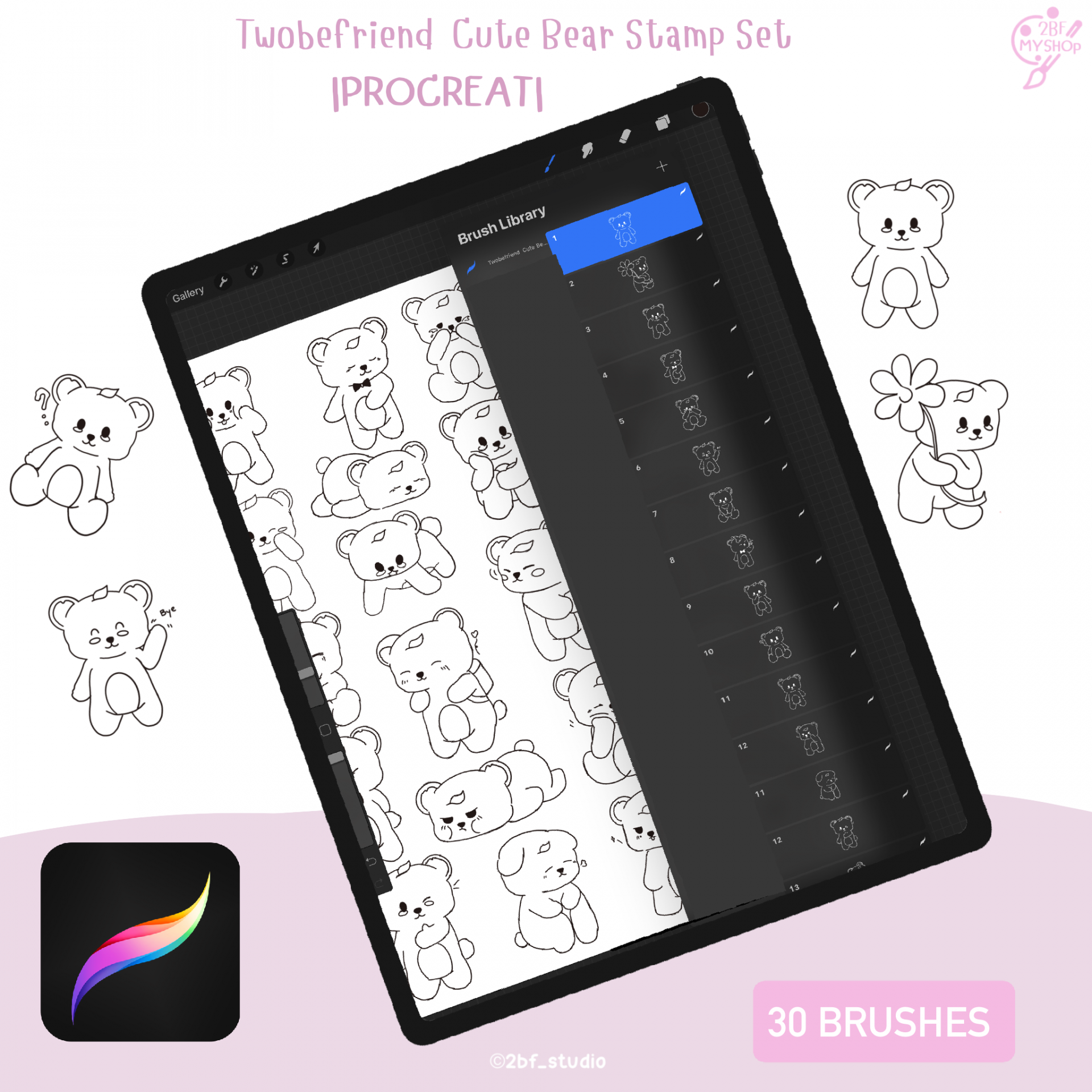 Twobefriend Cute Bear Stamp Set|PROCREAT|