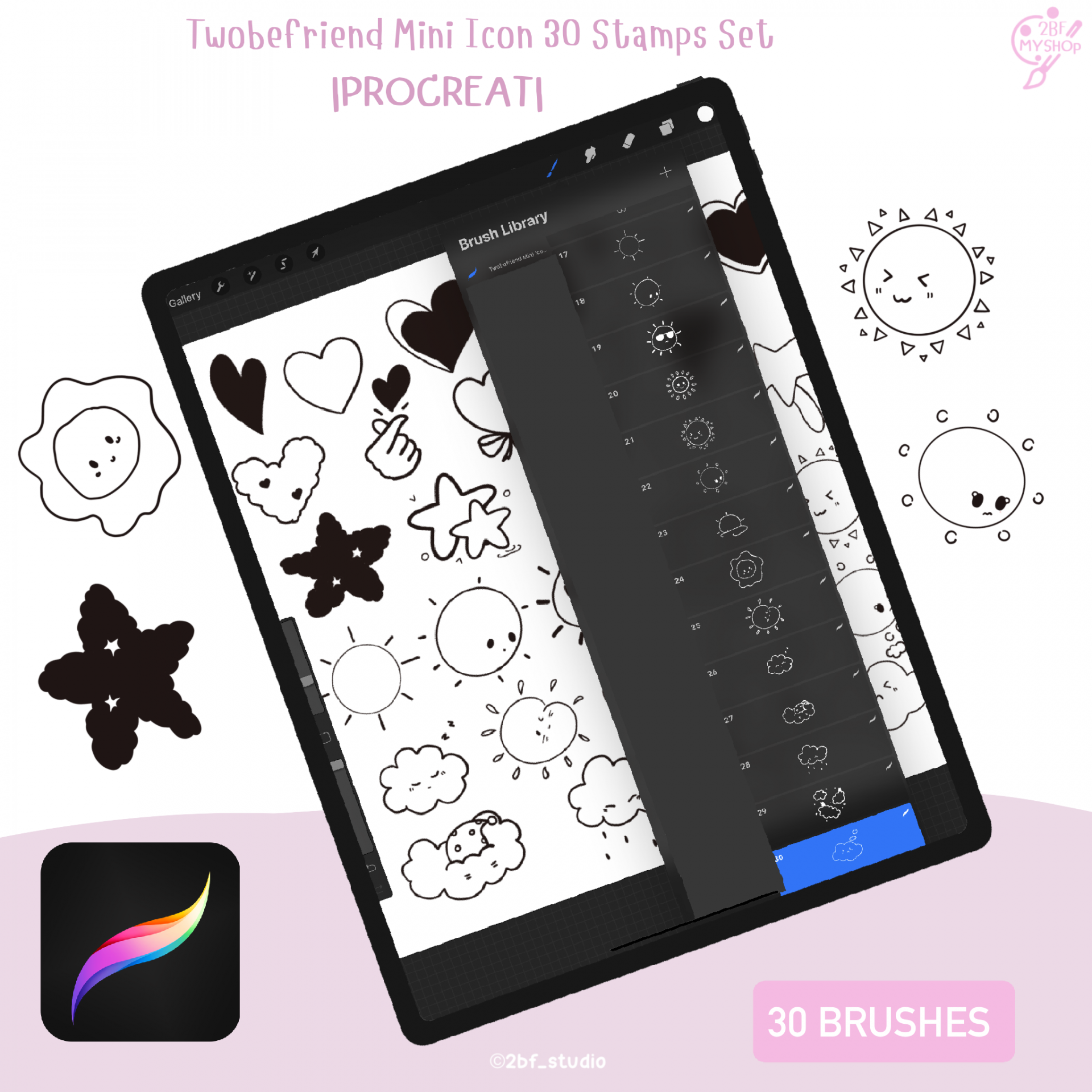 Twobefriend Mini Icon Stamps Set |PROCREAT|