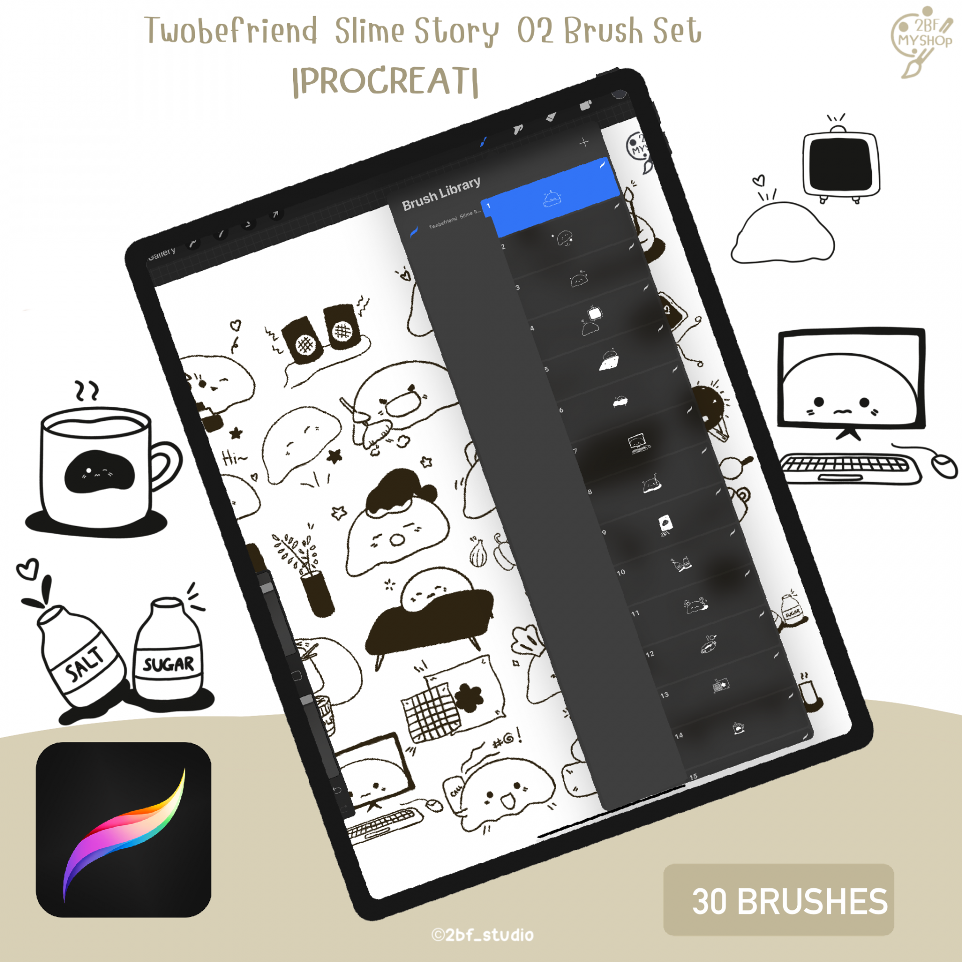 Twobefriend Slime Story 02 Brush Set |PROCREAT BRUSHED|