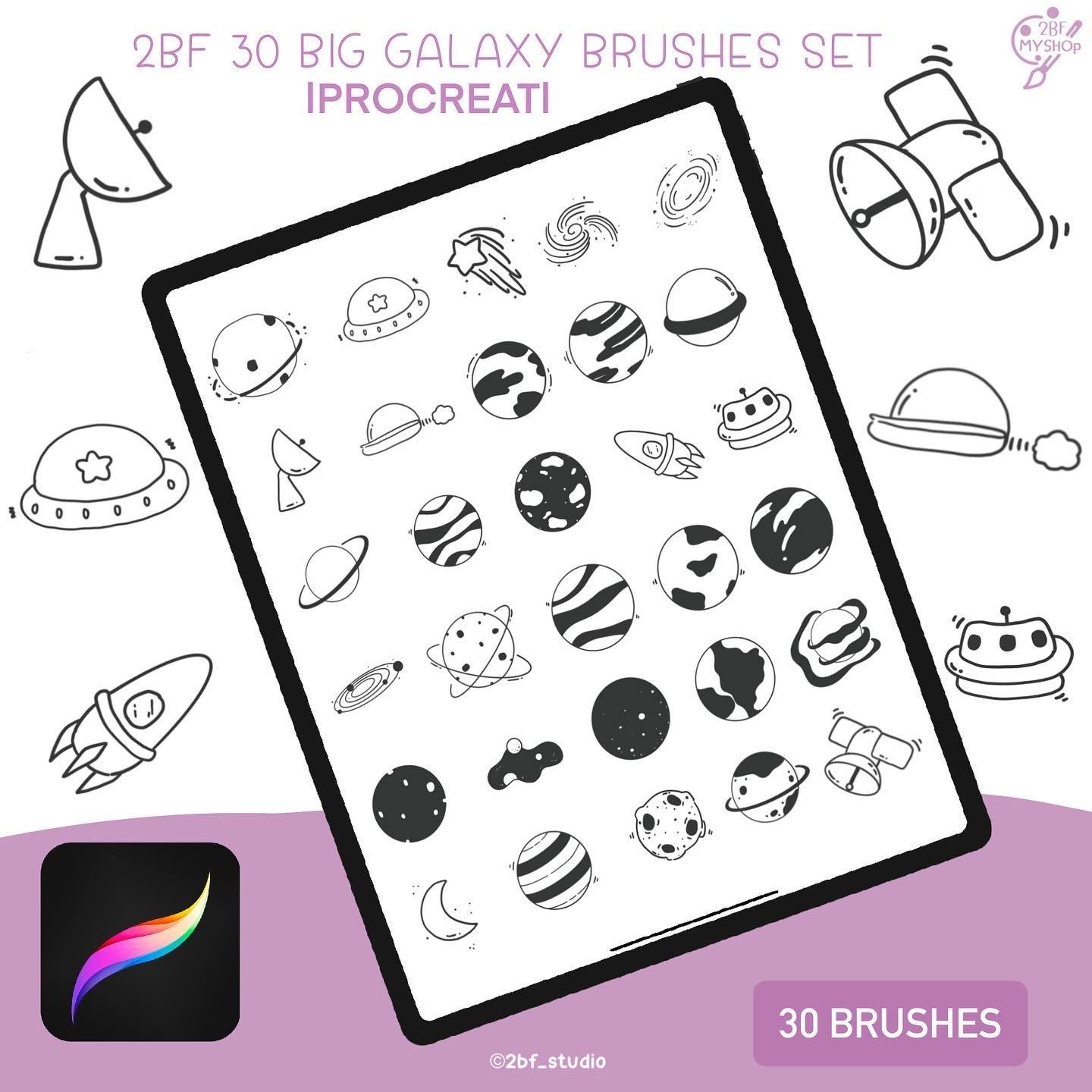 2BF 30 BIG GALAXY BRUSHES SET |PROCREAT BRUSHED|