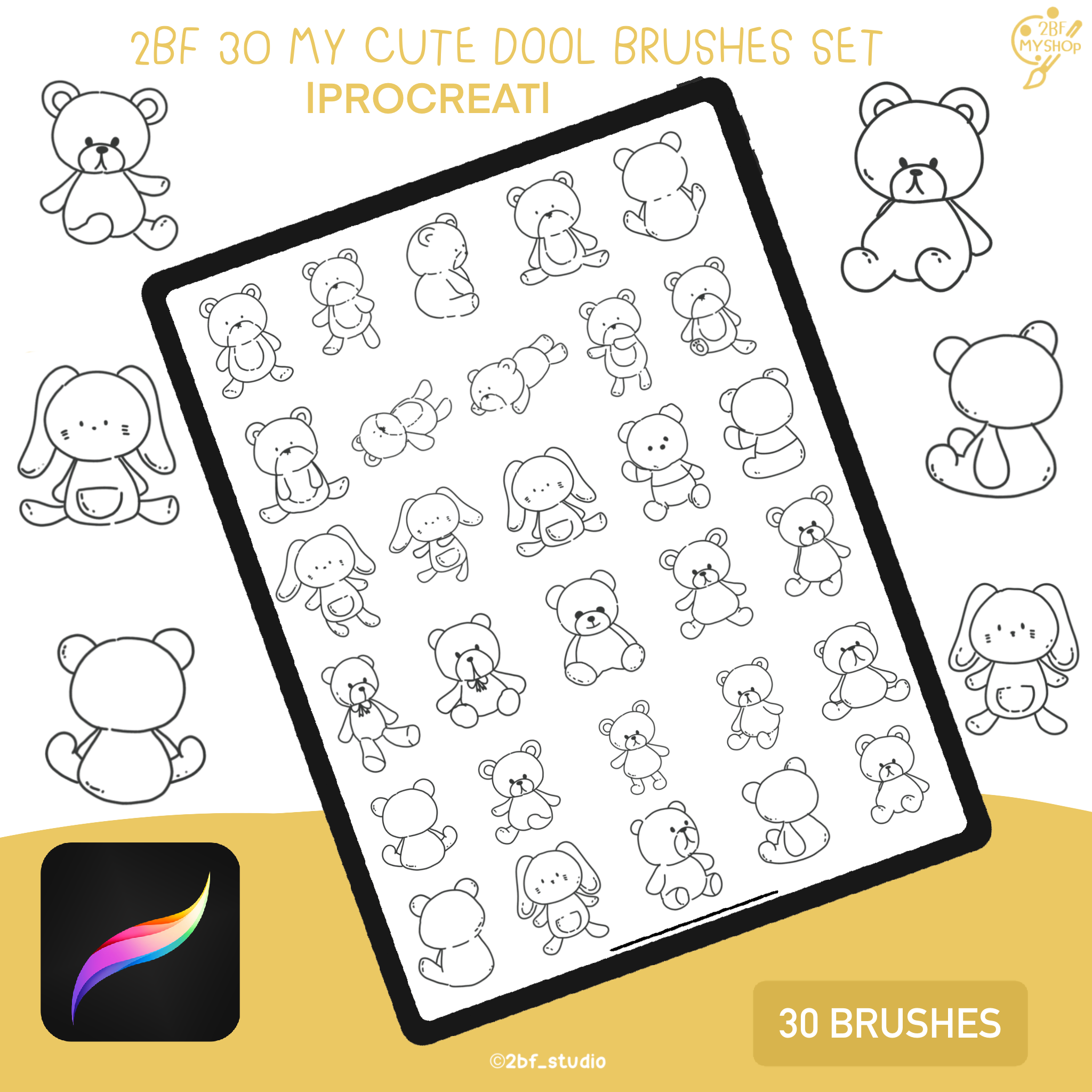 2BF 30 MY CUTE DOOL BRUSHES SET|PROCREAT BRUSHED|