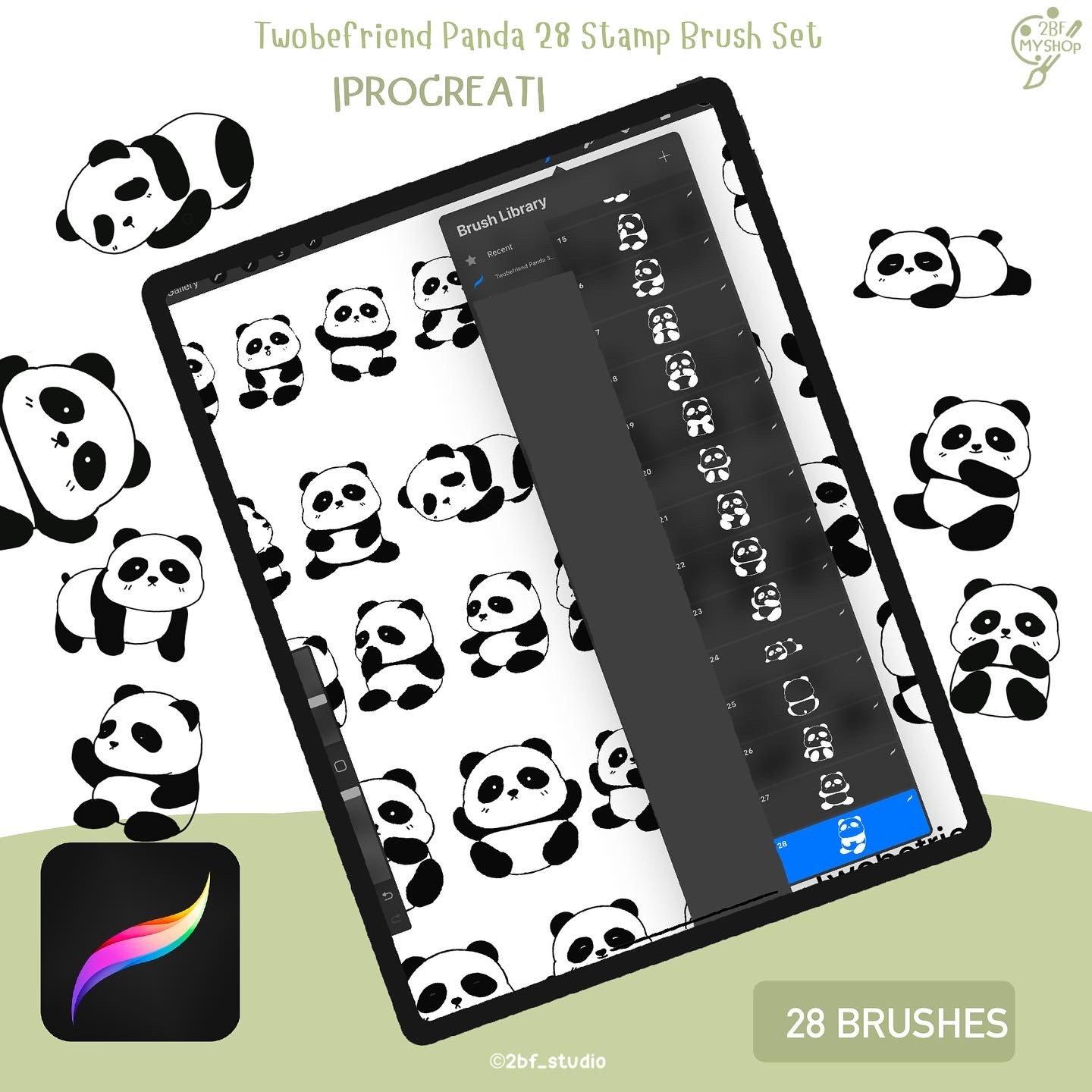 Twobefriend Panda 28 Stamp Brush Set |PROCREAT BRUSHED|