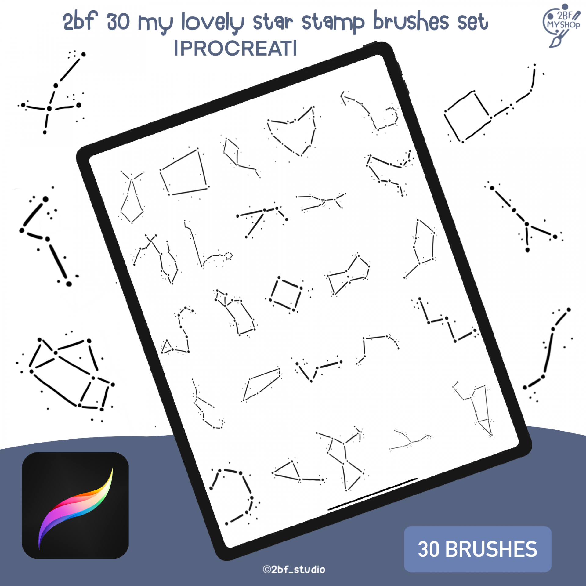 2bf 30 my lovely star stamp brushes set |PROCREAT BRUSHED|